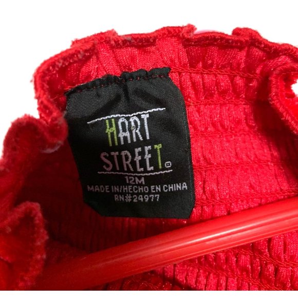 Hart Street Baby Girls Infant 12 months Red Crushed Velvet Dress Ruched Chest Ca - Picture 3 of 3